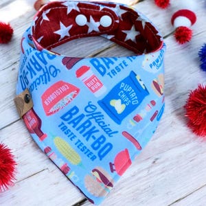 Dog bandana Hot dog bandana barbeque dog  grill master gift Memorial Day bandana summertime dog gift hamburger dog gift new dog 4th of july