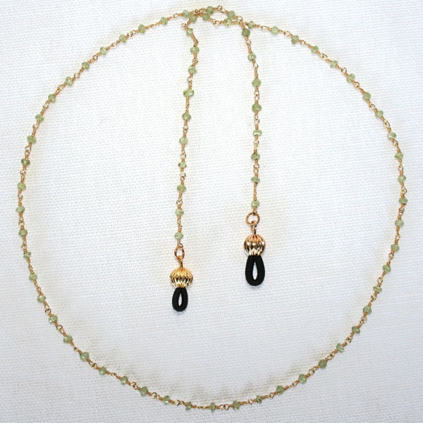 Gold and Peridot Eyeglass Chain