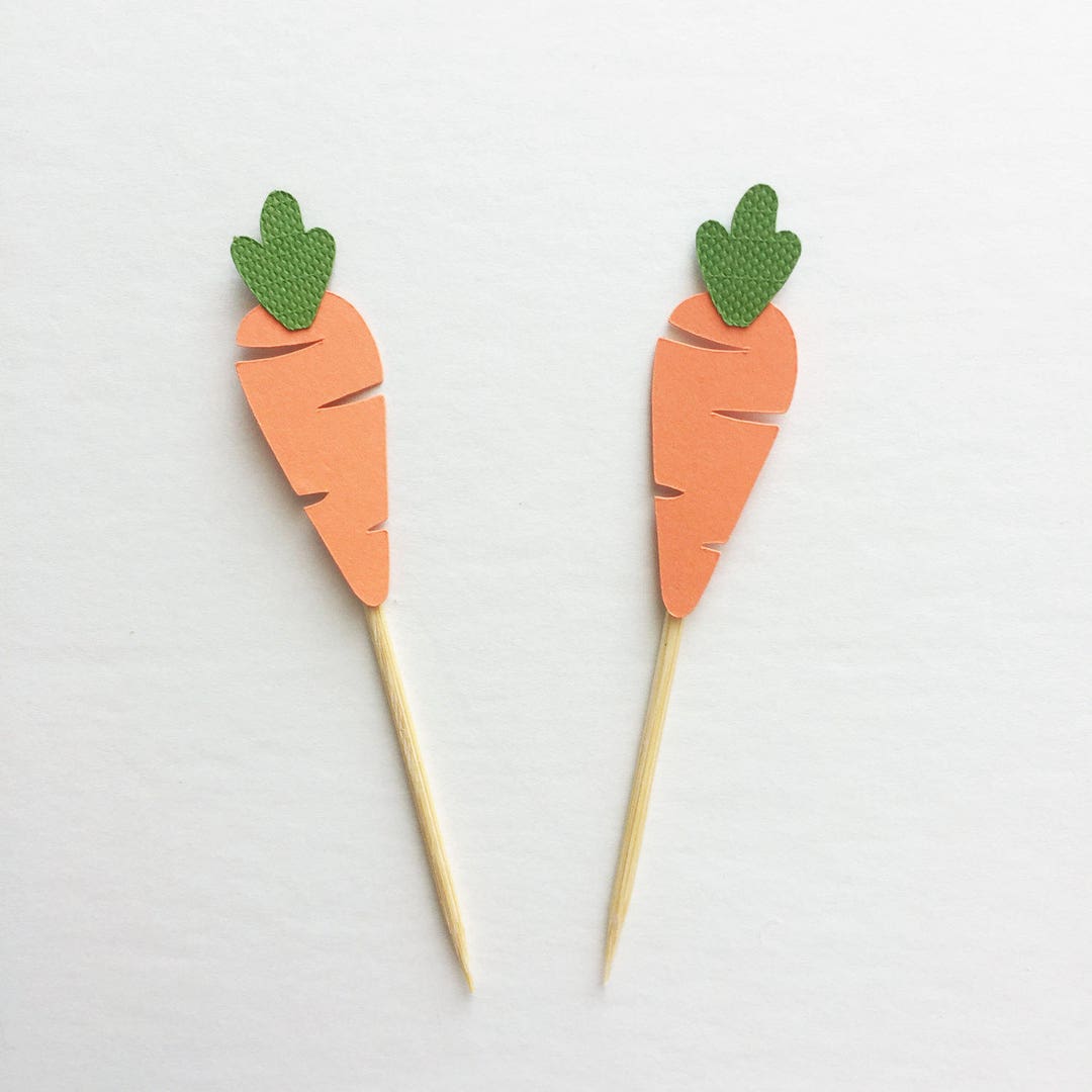 12pc Carrot Cupcake Toppers, Carrot Food Picks, Easter Cupcake Decor ...