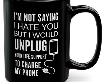 Caneca preta de humor negro de 11 oz e 15 oz, presente engraçado para amigos, xícara de café para escritório, presente de piada sarcástica para colegas de trabalho, caneca de humor para adultos, presente de aniversário moderno