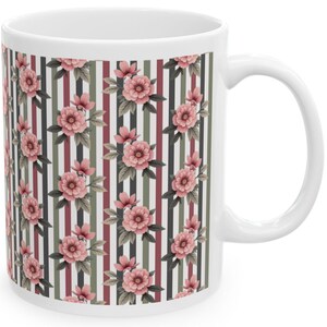 Rosen-Becher 11 Unzen Blumenkaffeetasse Rosa & Grün Retro Keramikbecher für Sie Muttertag Kaffeetasse Schwestern Nettes Geburtstagsgeschenk