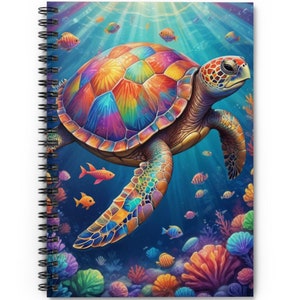 Sea Turtle Spiral Notebook: AI Watercolor Ocean Journal