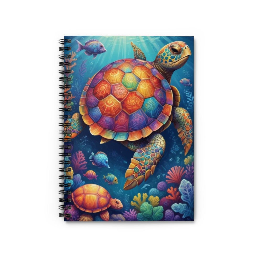 Turtle With Notebook Sea Turtle Spiral Notebook: Ai-generated Ocean Life Journal - Etsy