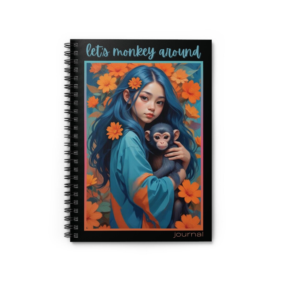 Monkey Journal for Girls: Asian Girl & Baby Monkey, Spiral Notebook - Etsy