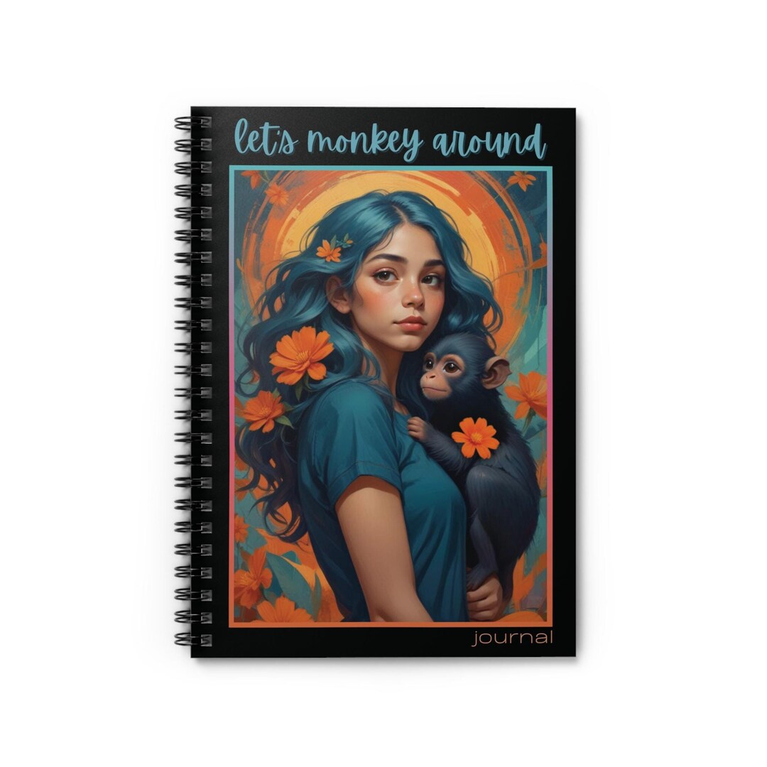 Cute Monkey Journal for Girls Let's Monkey Around 1 Spiral Notebook ...
