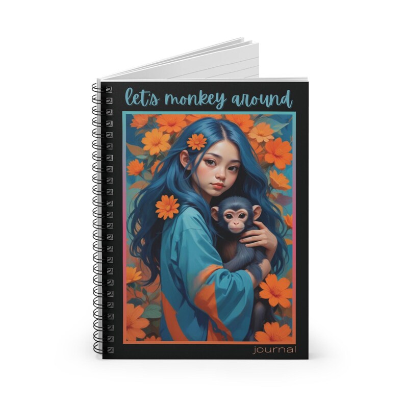 Monkey Journal for Girls: Asian Girl & Baby Monkey, Spiral Notebook - Etsy