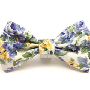 Dog Bow Tie - Blue & Gold Floral Dog Bow Tie - Vintage Pet Bow Tie - Detachable Dog Bow Tie - Cat Bow Tie - Gifts for Dogs - Spring Bow Tie