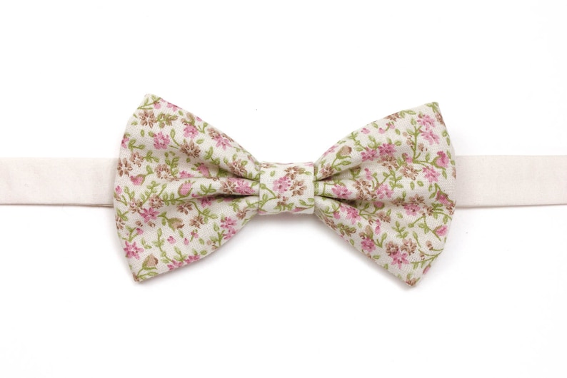 Pink and Green Floral Bow Tie Mens Pre-tied Bow Tie Womens Pre-tied Bow ...