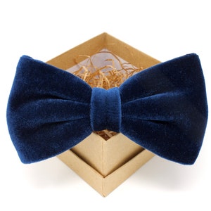 Nœud papillon en velours bleu - Nœud papillon pré-noué en velours pour homme - Nœud papillon pré-noué pour femme - Nœud papillon en velours bleu marine - Nœud papillon marié classique