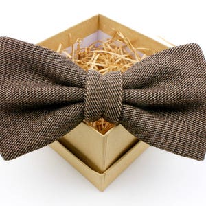 Brown and Black Bow Tie - Mens Pre-Tied Bow Tie - Womens Bow Tie - Upcycled Bow Tie - Classic Solid Bow Tie - Groomsmen Gifts