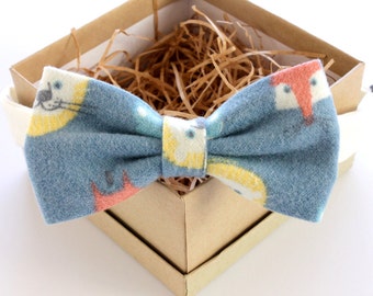 Animal Children's Bow Tie - Adjustable, Pre-tied Bow Tie - Blue Kids Bow Tie - Lion, Fox, Raccoon Bow Tie - Baby Shower Gift