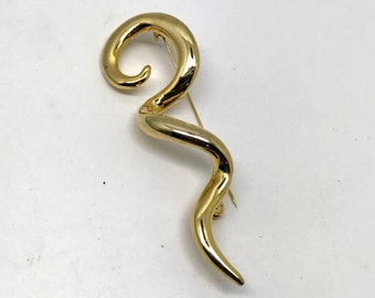 Vintage Gold Tone Abstract Brooch