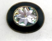 Vintage Abalone Mother of Pearl Flower Brooch-Alpaca Mexico