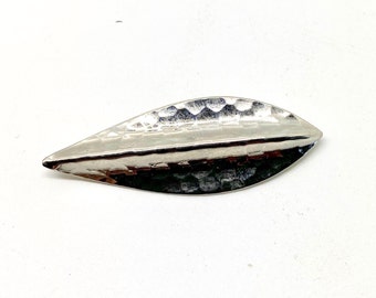 Vintage Hand Formed stamped Metal silver tone Leaf Brooch