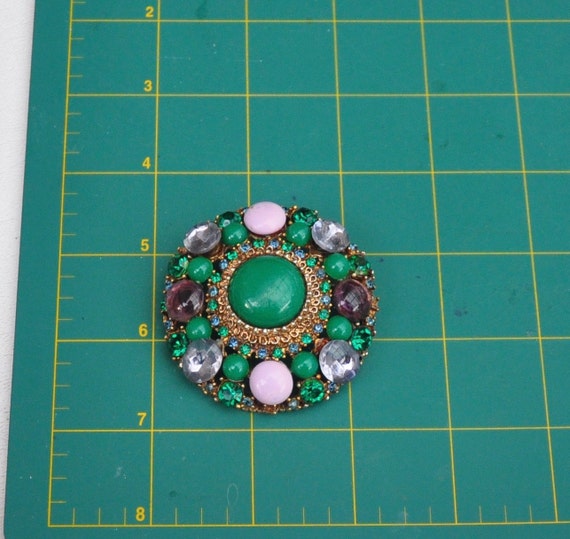 Vintage Green and Purple Cabochon and Rhinestone … - image 5