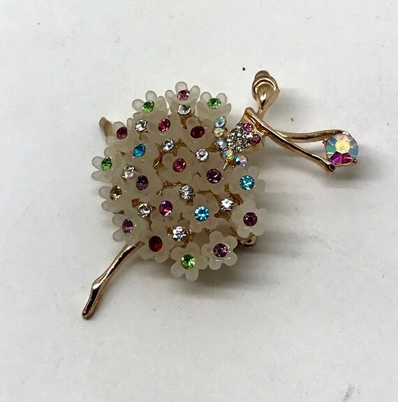 Vintage Rhinestone Ballerina Brooch