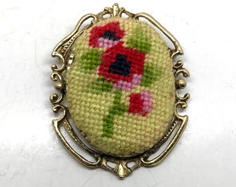 Broche colgante de flor de costura vintage
