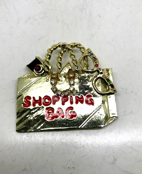 Vintage Don-Lin Shopping Bag Brooch