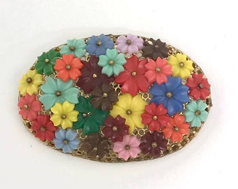 Vintage Plastic Rosette Brooch