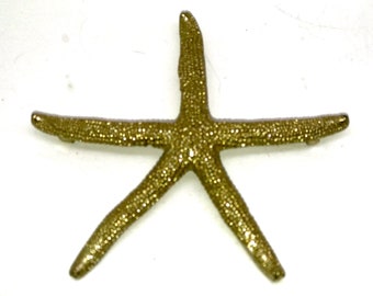 Broche Vintage étoile De Mer Strass Dorée - Bijou Années 80-90, Alliage, Occasion