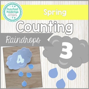 Spring Weather - Preschool Math Raindrop Numbers and Counting