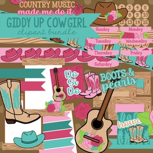 Lot de cliparts musique country cow-girl