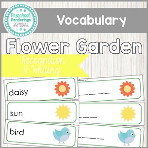 Spring Flower Garden Vocabulary Cards and Spelling Practice - Preschool Language