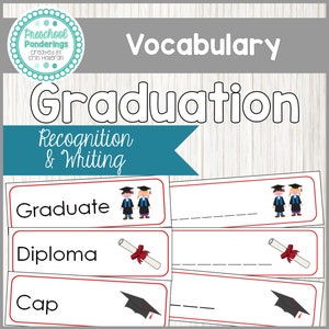 Graduation Vocabulary Cards and Spelling Practice - Preschool Language