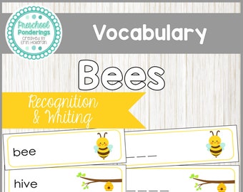 Bee Vocabulary Cards and Spelling Practice - Preschool Language