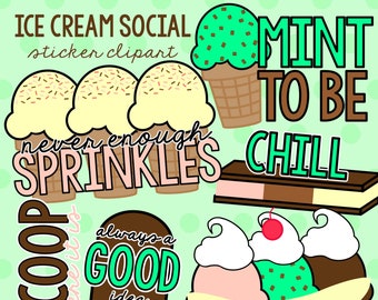 Ice Cream Social Sticker Clipart