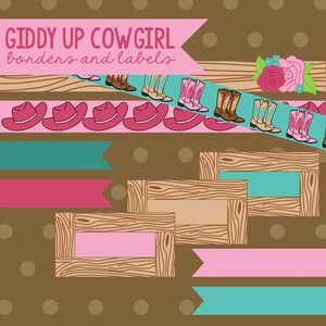 Clipart musique country cow-girl - bordures et étiquettes