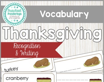 Thanksgiving Vocabulary Cards and Writing Practice