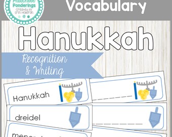 Hanukkah Vocabulary Cards and Spelling Practice - Preschool Language