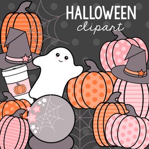 Pink and Orange Halloween Clip Art