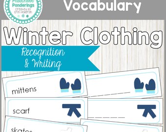 Winter Clothing Vocabulary Cards and Spelling Practice - Preschool Language