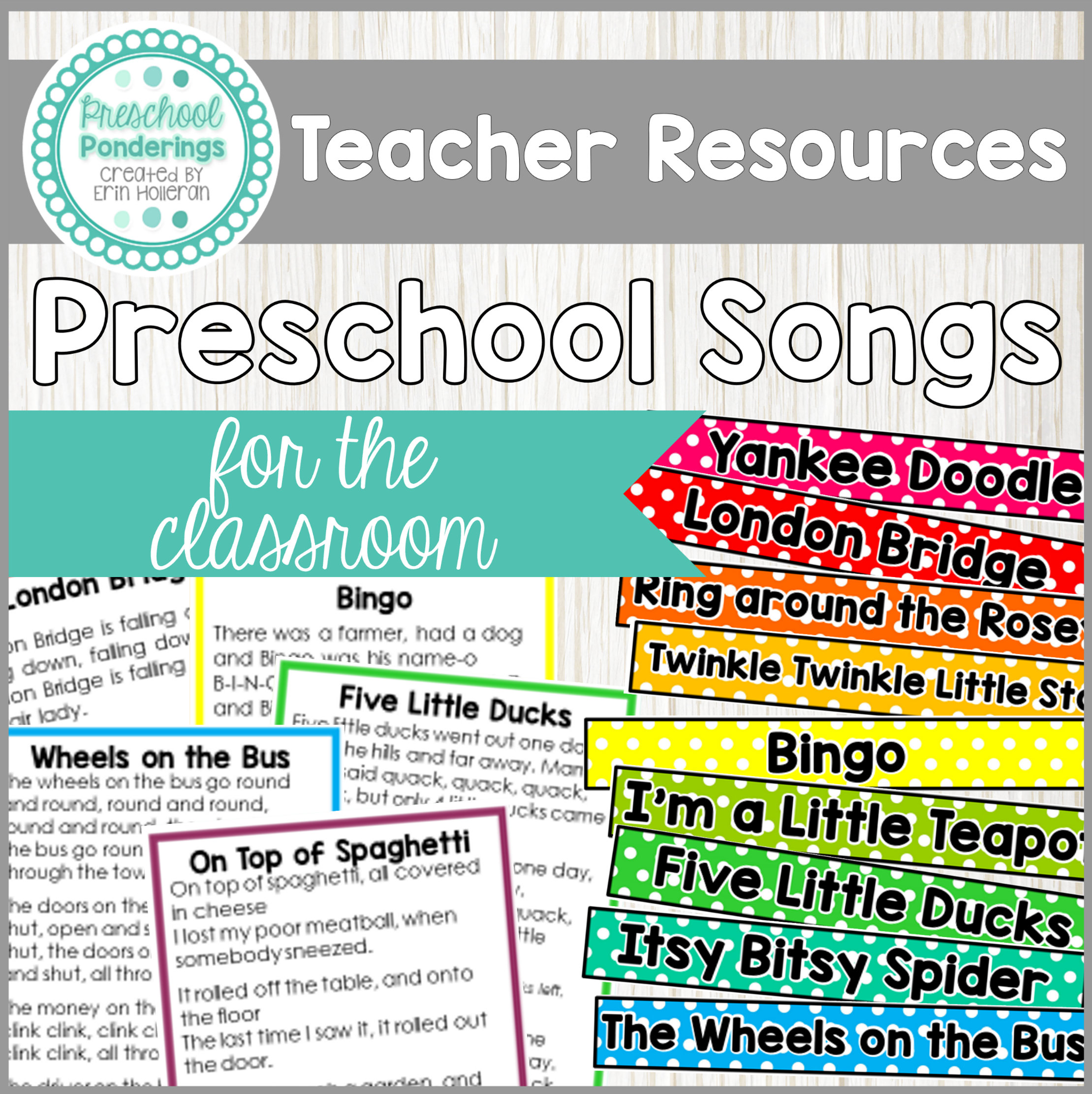 Common Preschool Songs and Lyrics - Etsy
