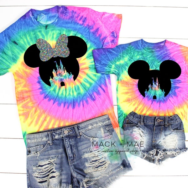 Disney Inspired Matching Shirt,  Mickey / Minnie Castle Tie Dye Shirt, Kid's Castle Shirt, Disney World, Disney Land #2