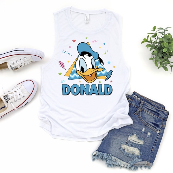 Disney Inspired Tank, DONALD DUCK RETRO 90's  Women’s Muscle Tee