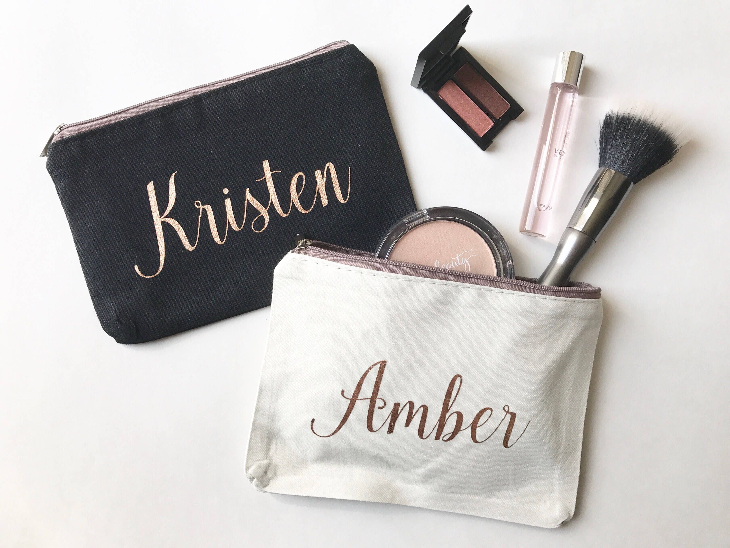  Bridesmaid Makeup Bags, Gold Cosmetic Bag, Rose Gold Bridesmaid  Bag, Clear Personalized Makeup Bag, Cute Bridesmaid Gift Ideas : Handmade  Products