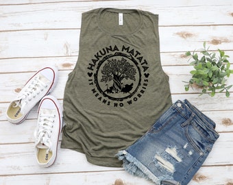 DISNEY Inspired HAKUNA MATATA Tank, Women’s Muscle Tank, Animal Kingdom Tank