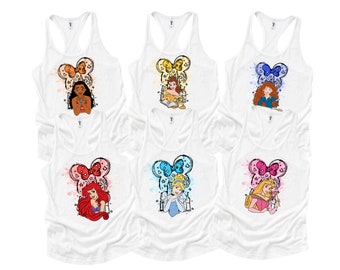 Disney Princess Inspired Shirt, Watercolor Disney Princess Shirts, Disneyland Tank, Disney World Tank, 14 Princesses to Pick From