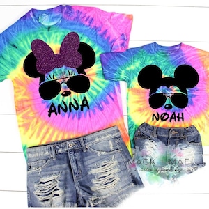 Disney Inspired Matching Shirt,  SUNGLASSES MINNIE MICKEY Tie Dye Shirt, Toddler Kid Adult Shirt, Disney World, Disney Land