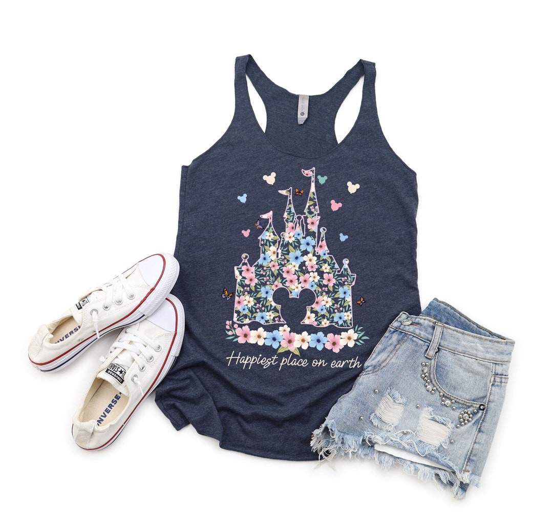 DISNEY INSPIRED CASTLE Floral Tank, Happiest Place on Earth Women's