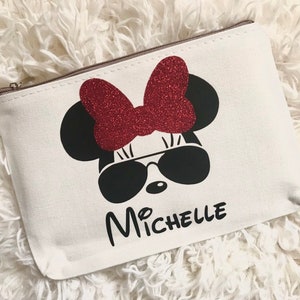 Minnie Mouse Makeup Bag, Small Minnie Inspired Canvas Bag, Girls Personalized Gift, Bridesmaid Gifts, Disney Wedding