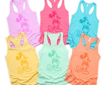 MICKEY TANK, Women's Disney Tank Top, Disneyland Tank, Summer Time Disney Shirt,  Monochromatic Sketch Mickey