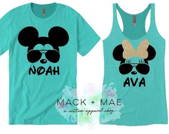 Matching Disney Family Shirts, Sunglasses Mickey Mouse Inspired, Disney Vacation, Disney Matching Tops, Minnie Mouse, Kid Mickey Shirt