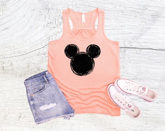 Disney Inspired Tank, DISTRESSED MICKEY TANK, Disneyland Tank, Disney World Tank, Girls - Women's, Kids Disney Tank