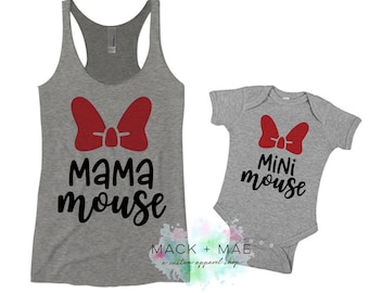 Chemises d'inspiration Disney, Mama Mouse Mini Mouse, Mommy ' Me Set, Matching Mommy