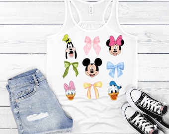 Disney Inspired Coquette Aesthetic Tank, MINNIE & FRIENDS Coquette Bows Tank, Disneyland Tank, Disney World Tank, Girls - Women's