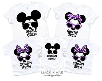 Matching Disney Cousin Shirts, COUSIN CREW Sunglasses Mickey Mouse Inspired,  Vacation, Disney Matching Tops, Minnie Mouse, Kid Mickey Shirt